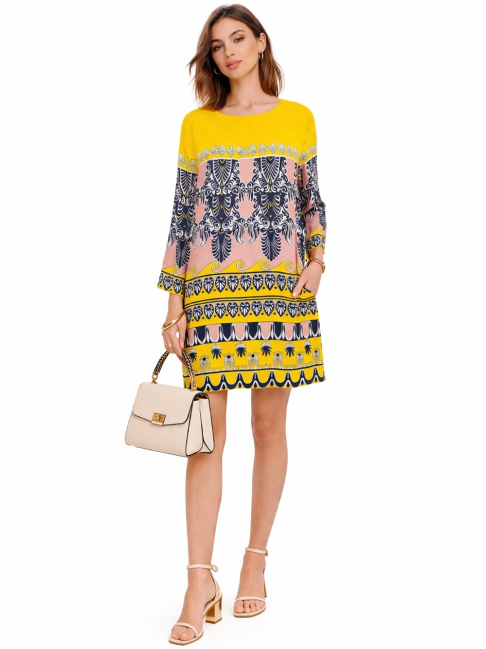 J.Crew 100% SILK Dress Sz 4 Bright Print Summer Vacation Resort Easy Shift EUC